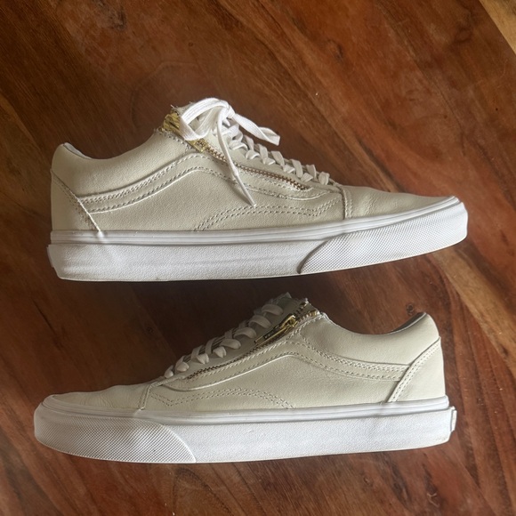 Vans Off The Wall Off White Leather Lace-Up Side-Zip Unisex Sneakers 7.5 M 9.0 W - Picture 10 of 12
